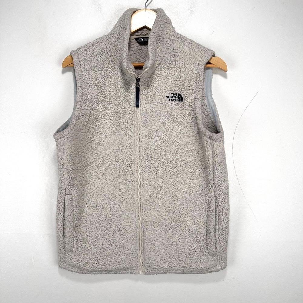 The North Face Deep Pile Fleece Vest Youth XL (18/20) Beige Full Zip Jacket - Picture 12 of 13